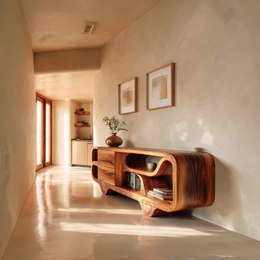 Sculptural Wave Sideboard With Open Display Shelves