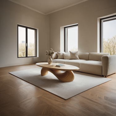 Sculptural Oval Coffee Table with Organic Curve Base for Classic Interiors