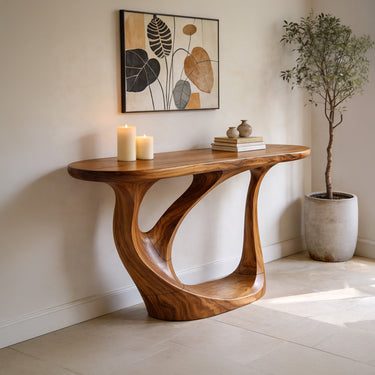 Sculptural Open Base Console Table for Entryway