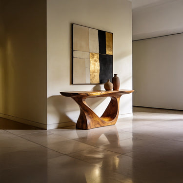 Sculptural Wave Console Table in Organic Open Form