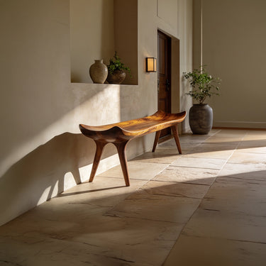 Curved Sculptural Bench with Elevated Organic Silhouette