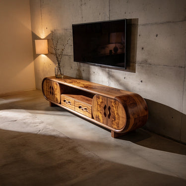 Sculpted Edge TV Cabinet With Carved Drawer Detail