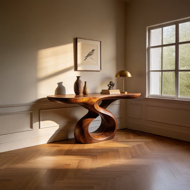 Sculptural Loop Console Table with Organic Flow Base
