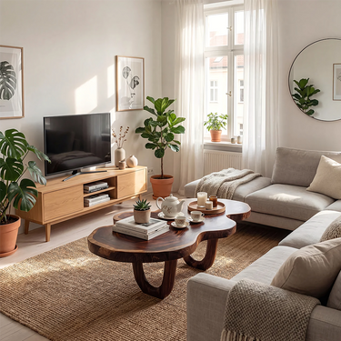 Sculptural Cloud Coffee Table with Curved Base Design