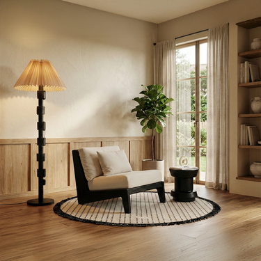 Natural Wood Accent Chair with Angled Frame and Cushioned Seat