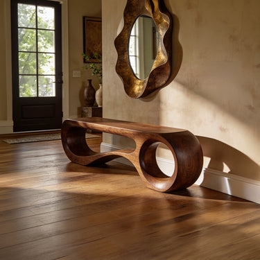Looped Hollow Base Bench with Minimalist Sculptural Form