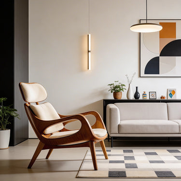 Sculptural Accent Chair with Open Armrest Design