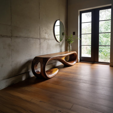 Sculptural Loop Bench with Hollowed Organic Base