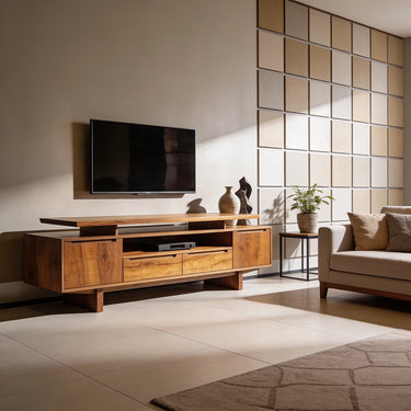 Layered Platform TV Console With Integrated Storage