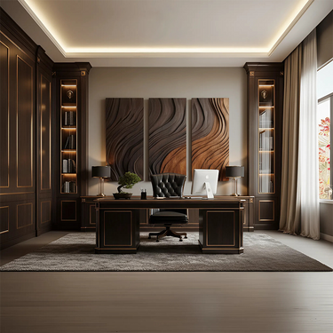 Carved Solid Wood Wall Panel Set for Contemporary Living Room Decor