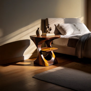 Sculpted Arch Nightstand With Floating Shelf