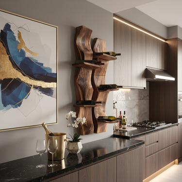 Dual Live Edge Solid Wood Wine Rack for Rustic Modern Wall Display