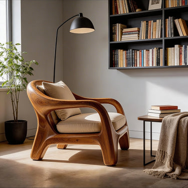 Sculpted Organic Lounge Chair with Flowing Armrests