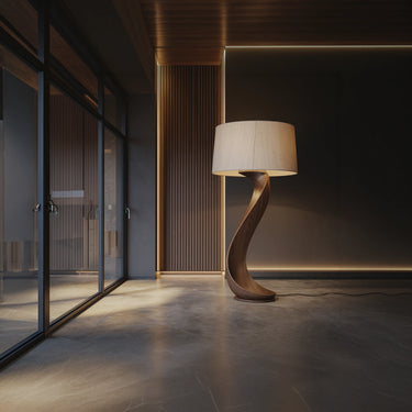 Sculptural Solid Wood Floor Lamp for Elegant Living Spaces