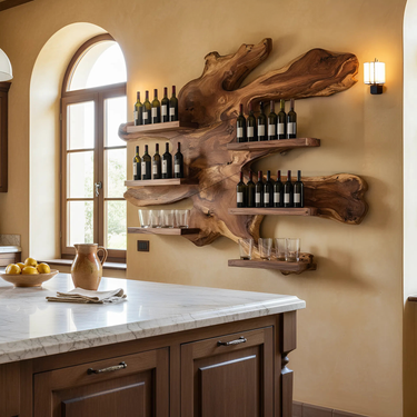 Large Solid Wood Wine Rack, Luxurious Wall-Mounted Bar Shelf