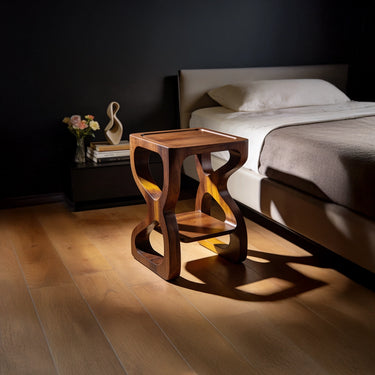 Curved Frame Nightstand Open Shelf Minimal Design