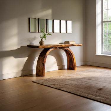 Live Edge Entryway Console Table with Sculptural Arch Legs