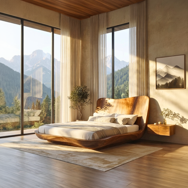 Organic Platform Bed With Curved Wood Frame
