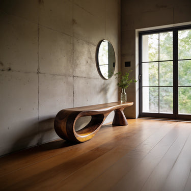 Asymmetrical Sculptural Bench with Hollowed Organic Form