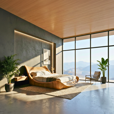 Sculptural Platform Bed With Curved Organic Silhouette