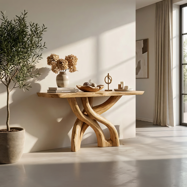 Twisted Base Console Table for Organic Modern Interiors