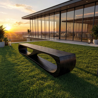 Continuous Loop Wood Bench With Open Base for Modern Spaces