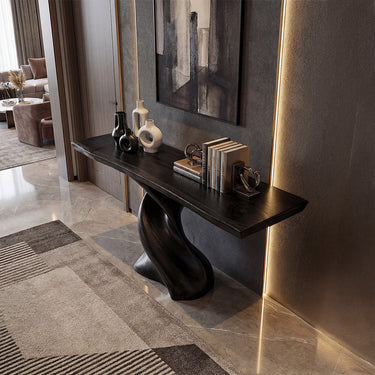 Organic Twist Console Table With Sculptural Pedestal
