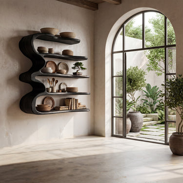 Vertical Wood Kitchen Wall Shelf With Open Display