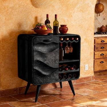 Modern Wood Wine Cabinet With Bottle Storage