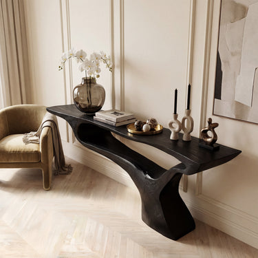 Organic Waterfall Console Table With Sculptural Open Base