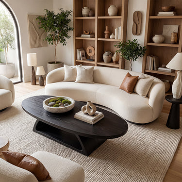 Organic Oval Coffee Table With Architectural Open Base
