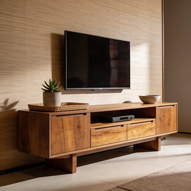 Modern Storage TV Console With Open Media Shelf