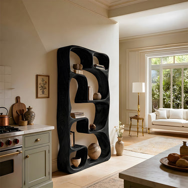Sculptural Curved Bookshelf with Organic Open Compartments