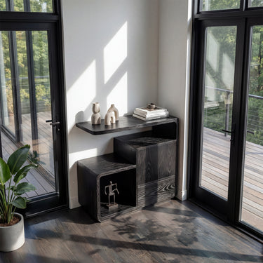Asymmetrical Corner Sideboard With Open Cube Storage