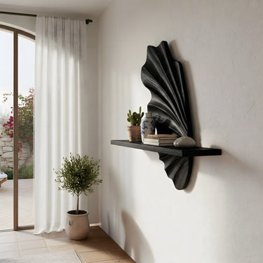Leaf Sculptural Floating Wall Shelf in Natural Wood