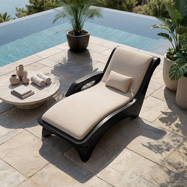 Sculptural Wood Daybed With Curved Upholstered Cushion