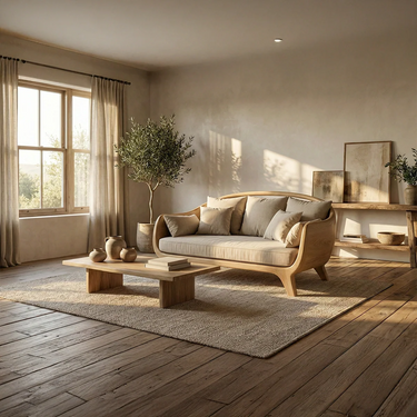 Organic Wood Sofa With Plush Cushions for Relaxed Interiors