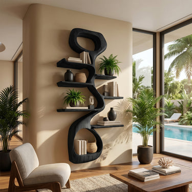 Vertical Wood Corner Wall Shelf With Open Display