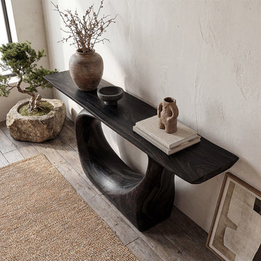 Organic Hollow Base Console Table for Entryway Styling