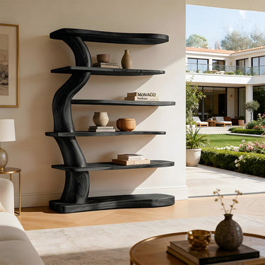 Organic Sculptural Wall Bookshelf with Flowing Vertical Form