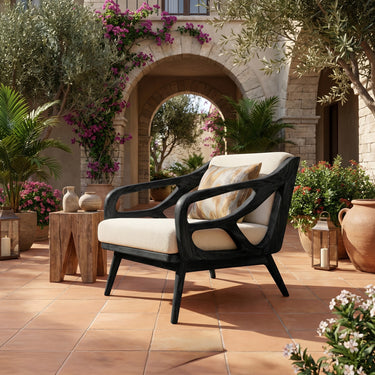 Sculptural Wood Lounge Chair With Open Curved Frame
