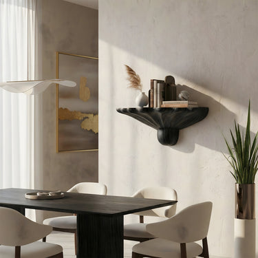 Sculptural Wall-Mounted Sink in Natural Wood with Organic Carved Form