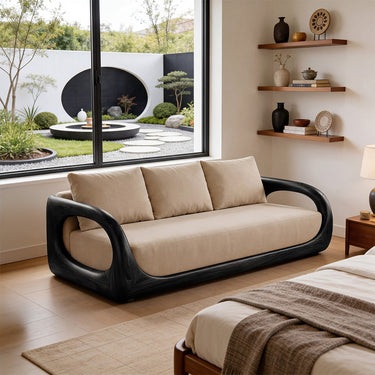 Organic Sculptural Frame Sofa With Open Loop Arm Design