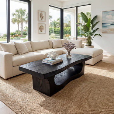 Organic Sculptural Coffee Table With Open Carved Base