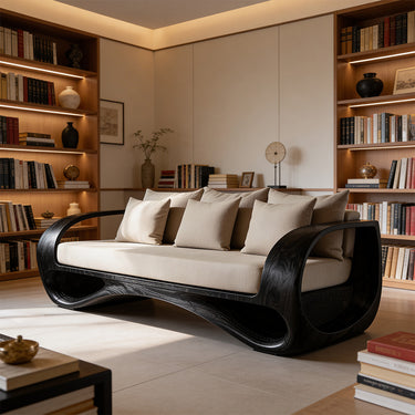 Flowing Loop Frame Sofa With Sculptural Open Base