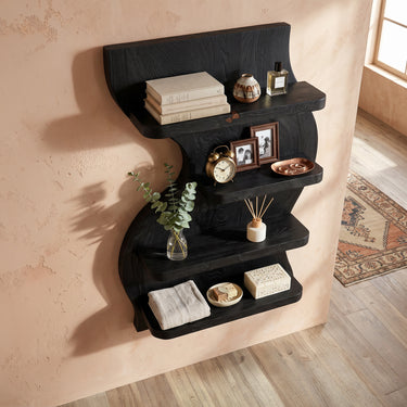 Vertical Wood Bathroom Wall Shelf With Open Storage