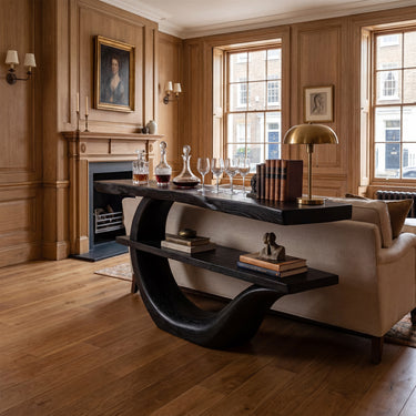 Wave Form Console Table With Open Display Shelf