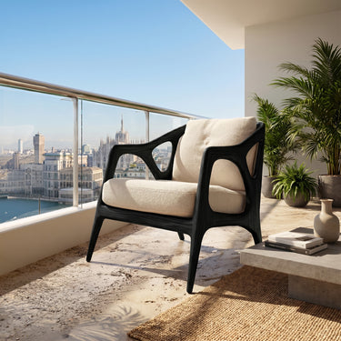 Sculptural Wood Accent Chair With Open Frame
