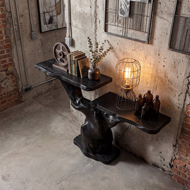Asymmetrical Sculptural Console Table With Dual Tier Design