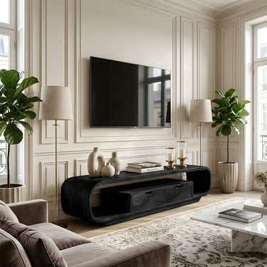 Organic Waterfall TV Cabinet With Floating Double Drawers